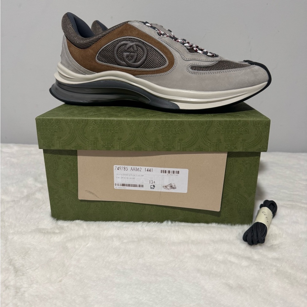 Gucci Men's Gucci Run Sneaker Light Grey Suede Size UK13.5/US14 - Picture 8 of 8